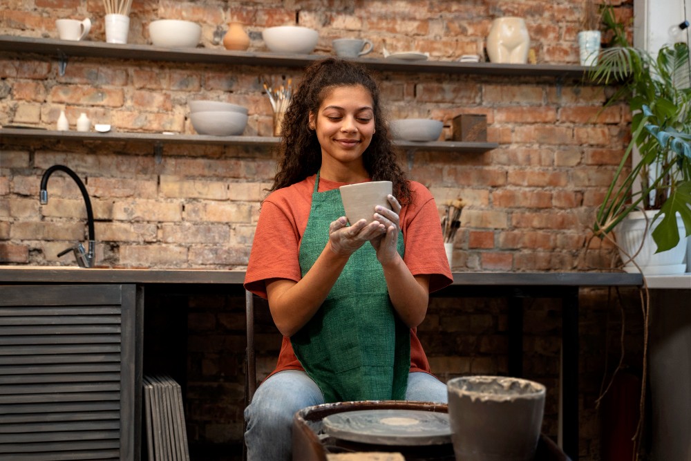 A potter preparing a custom piece